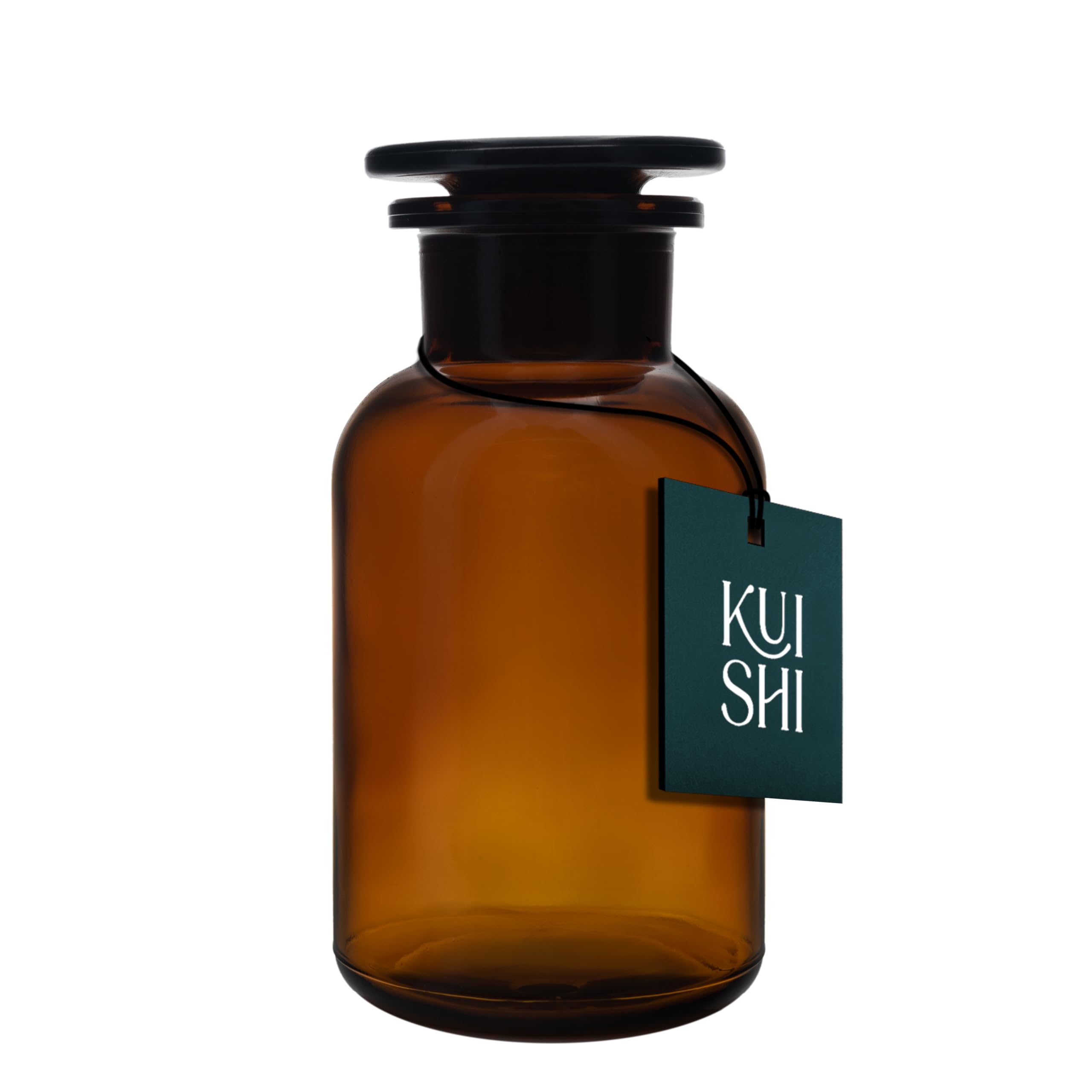 Kuishi Amber 250Ml Glass Apothecary Jar With Clear Glass Stopper – Recycled Glass Storage Jar For Dry Food, Wedding Decor & Home Styling,