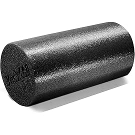 Yes4All Medium Firm Round PE Foam Roller for Pilates, Yoga, Stretching, Balance & Core Exercises - 12 inch Black