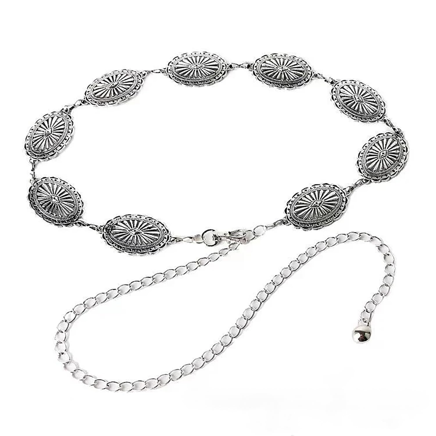 SYGA Women's Retro Hollow Flower Plate Metal Waist Chain For Women Simple Ethnic Style Girl Waist Dress Body Chain-image-15