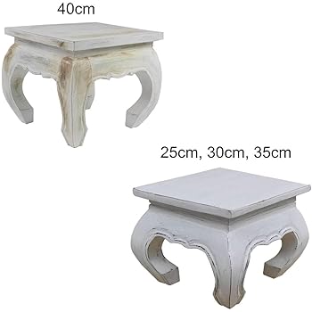 Opiumtisch Weiß - 40cm Beistelltisch Tischchen Hocker Blumenhocker