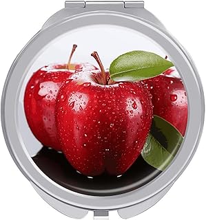 Espejo de maquillaje de fruta de manzana roja...
