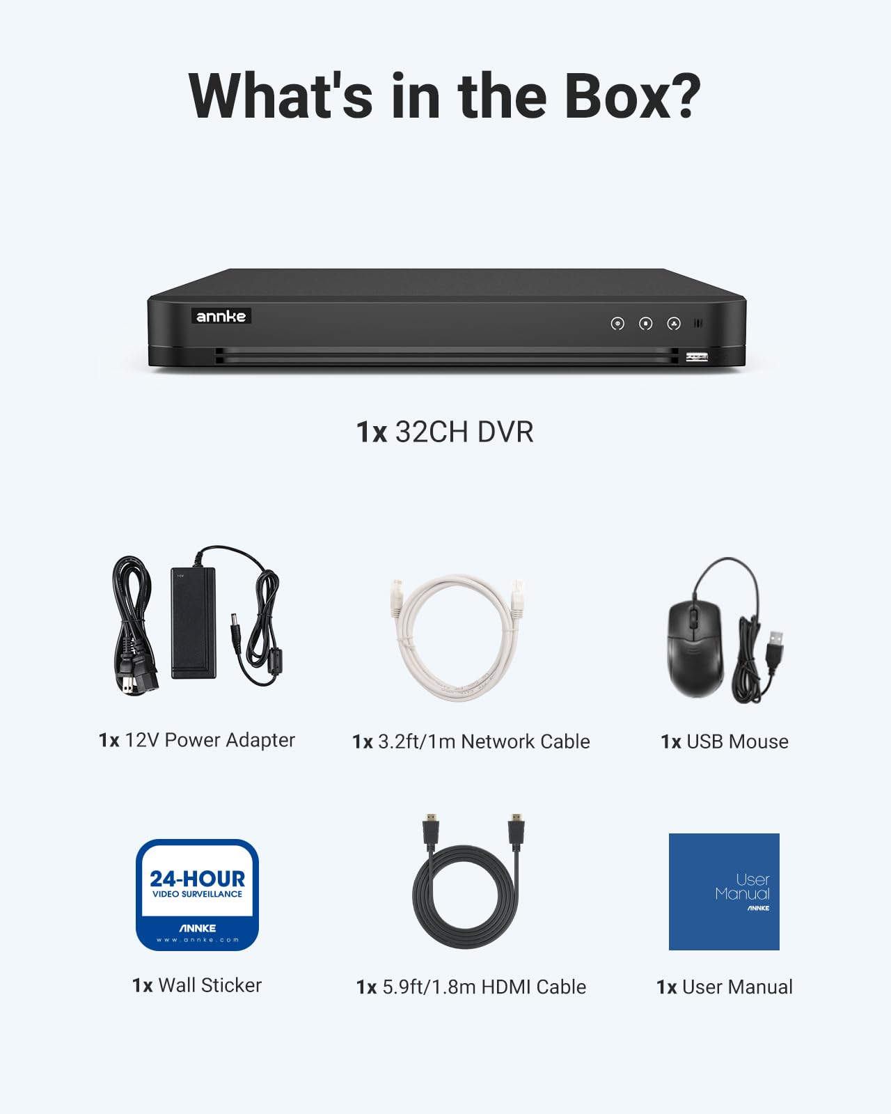 ANNKE 32 Kanal H.265+ 3K Lite AI DVR Recorder mit Personen- und Fahrzeugerkennung, 5-in-1 CVI/CVBS/AHD/TVI Überwachungs-DVR mit HDMI-Ausgang für Überwachungskamerasystem, E-Mail-Alarm mit Bildern