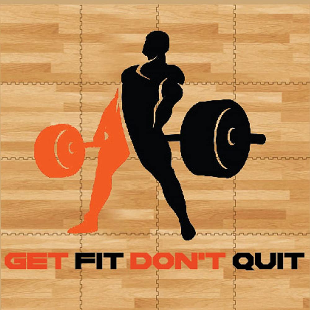 Get Fit Gym Floor 8 X 8 Printed, Faux Hardwood Exercise Mat, (GFF-8)