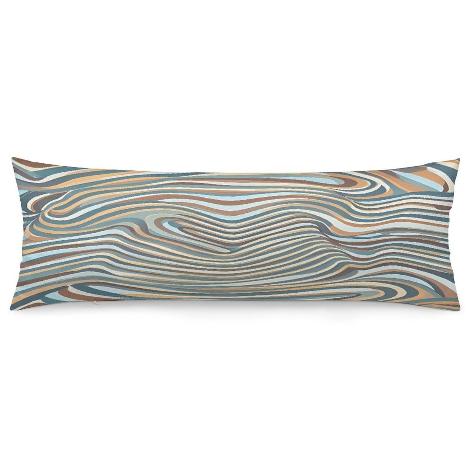 Wavy Style Lines Pillowcase Decorative Body Pillow Cover Soft Full Long Pillow Case Breathable Large Body Pillowcase Cute Cozy Pillow Sham for Bed Couch Sofa 18.9 X 53 Inch