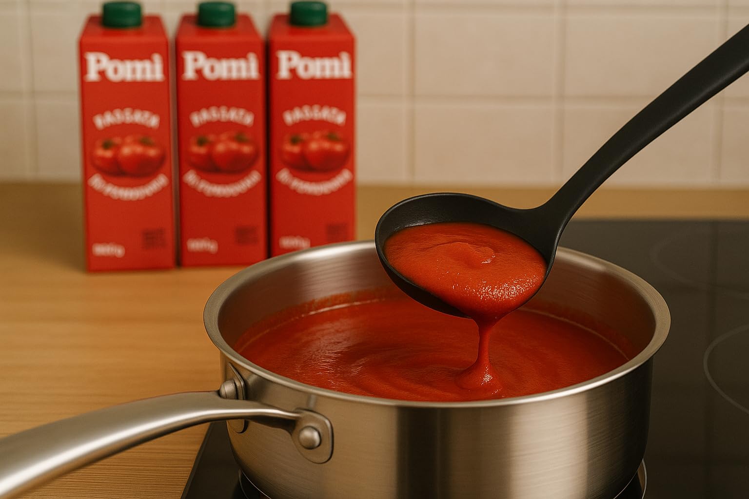 "Pomi Passata di Pomodoro – Confezione da 8 Brik da 750ML – 100% Pomodoro Italiano, Gusto Autentico e Naturale per Ricette di Qualità"