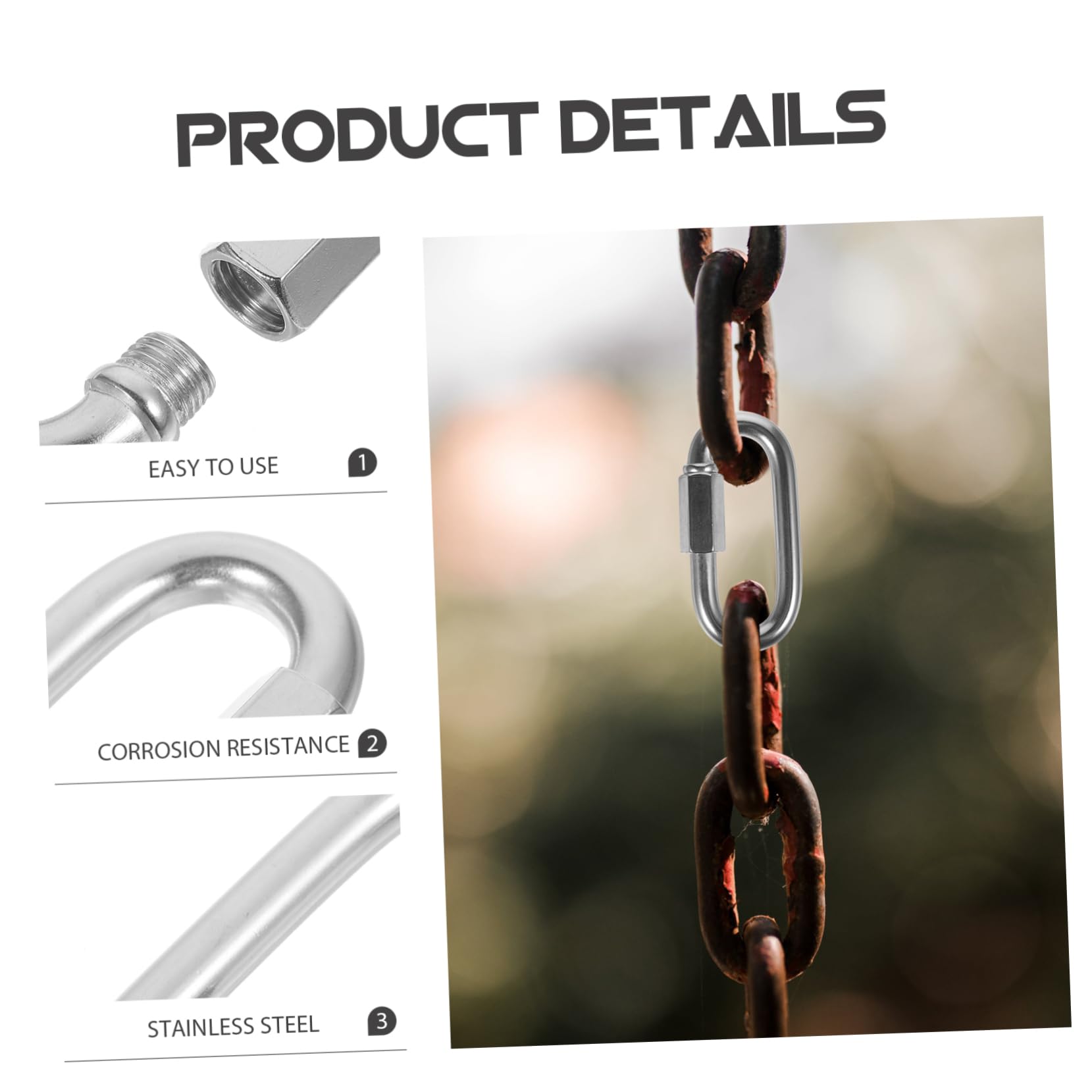 HEALEEP Small Locking Carabiner M10 Quick Connector Chain Link for Trailer Rope