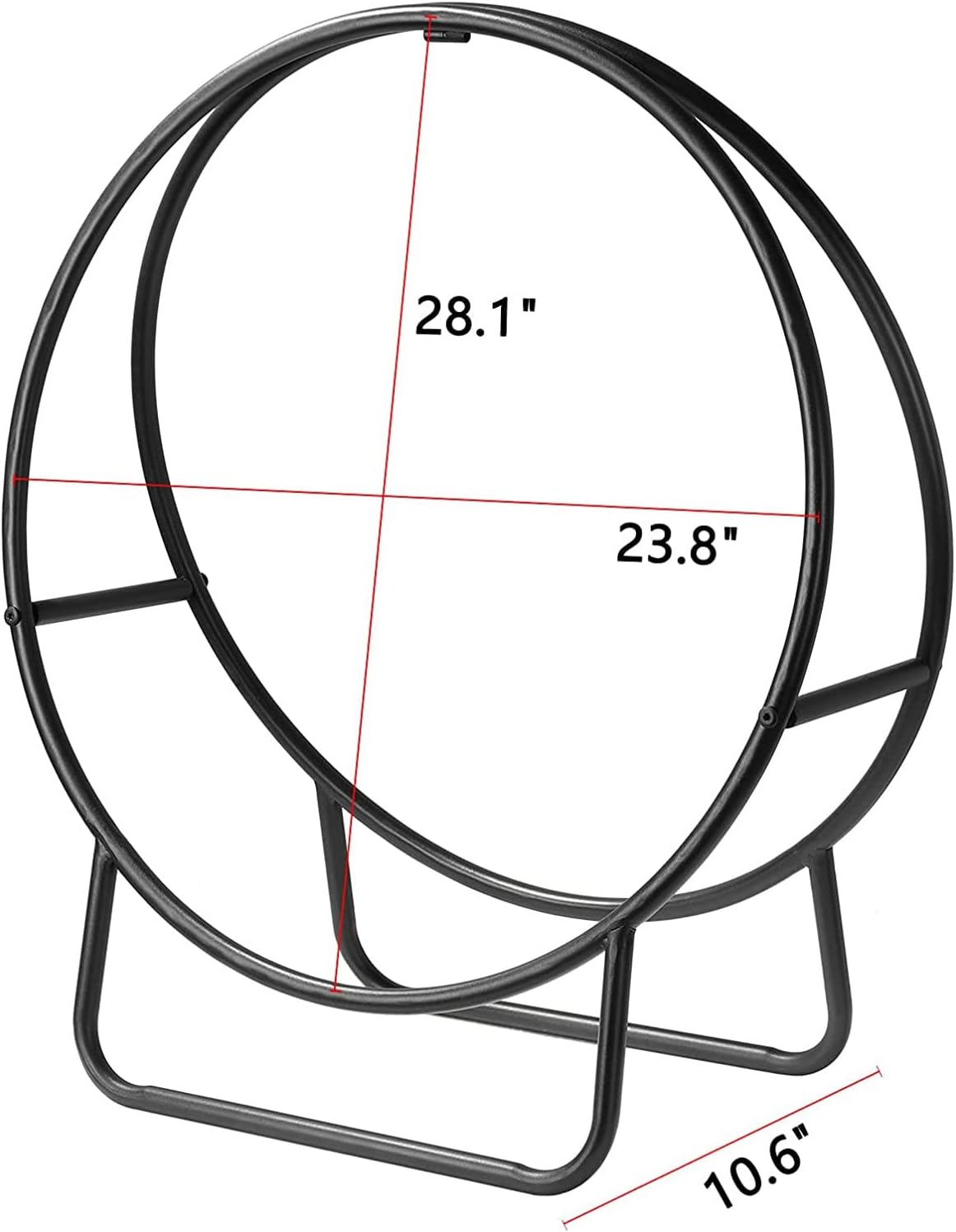 Round Firewood Rack Outdoor Firewood Log Holder with Heavy Duty Metal Tubular Steel Log Hoop Wood Storage Rack Holder for Indoor/Outdoor