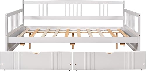 Miniatura 119 de Merax Sofá cama individual con listones de madera, soporte moderno sofá cama con rieles, tamaño individual, blanco marfil Marfil blanco,Espresso