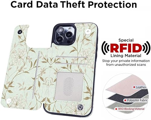 Miniatura 9 de uCOLOR Funda compatible con iPhone 13 Pro Max de 6.7 pulgadas con ranura para tarjetero, función atril, doble cierre magnético y diseño de bloqueo