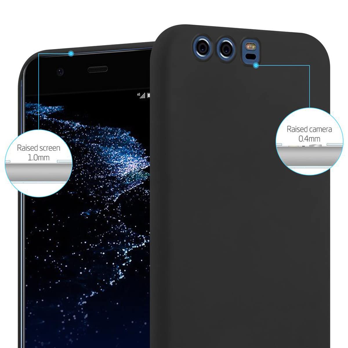 Cadorabo Cover Morbida Candy Per Huawei P10 - Custodia Sottile In TPU Antiurdo, Nero Opaco - 2