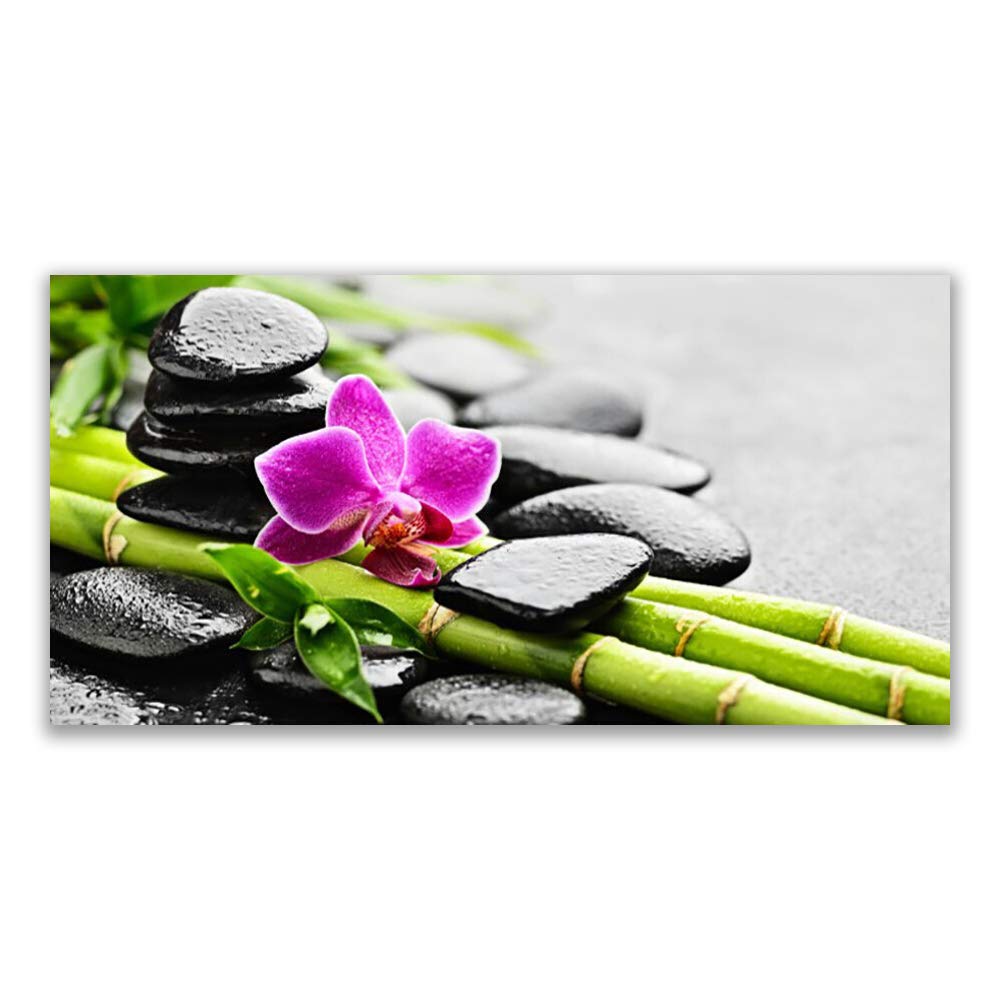 Bambou et pierres en impression sur verre acrylique Tulup pour créer un salon zen et moderne