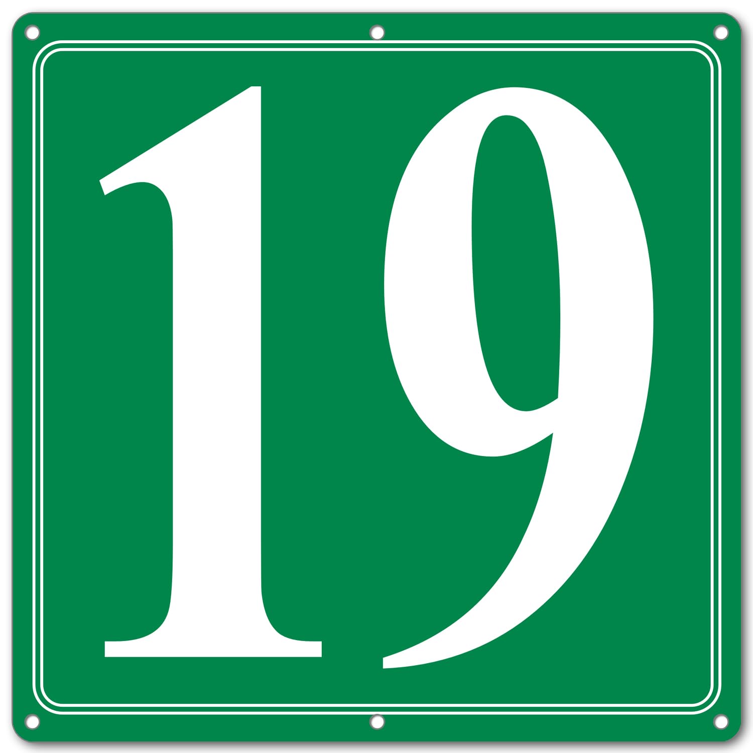 i-CowFun Premium Aluminum Number Signs 19, Metal 12" X 12" Green Numbered Signs Outdoor for Parking Lots, Floor, Dock, Court, Aisle, Field, High Visibility, No Fade, Weather-resistant
