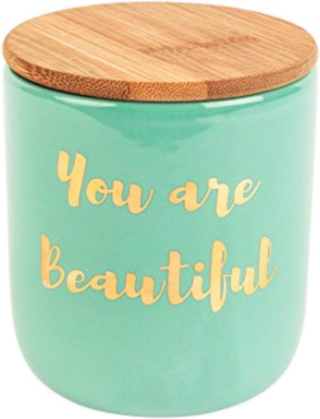 Bamboo Storage Jars (Teal), 10.5 X 10.5 X 11.8 Centimeters - Blue