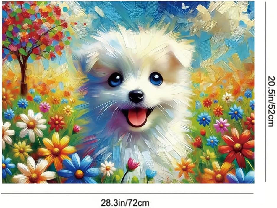 2D Flat Stove Top Cover Protector 28 x 20 Inch Glass Cooktop Cover Cartoon Dog and Flower Garden Design Counter Mat Kitchen Decor Electric Stove Cover Space Saver