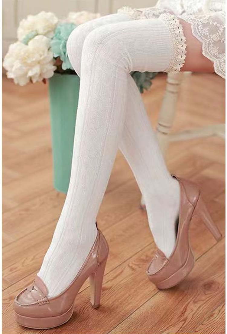 Women Extra Long Socks with Lace Trim Over Knee Thigh High Sock Knit Leg Warmers Halloween Costume Stocking Sock04 - Image 2