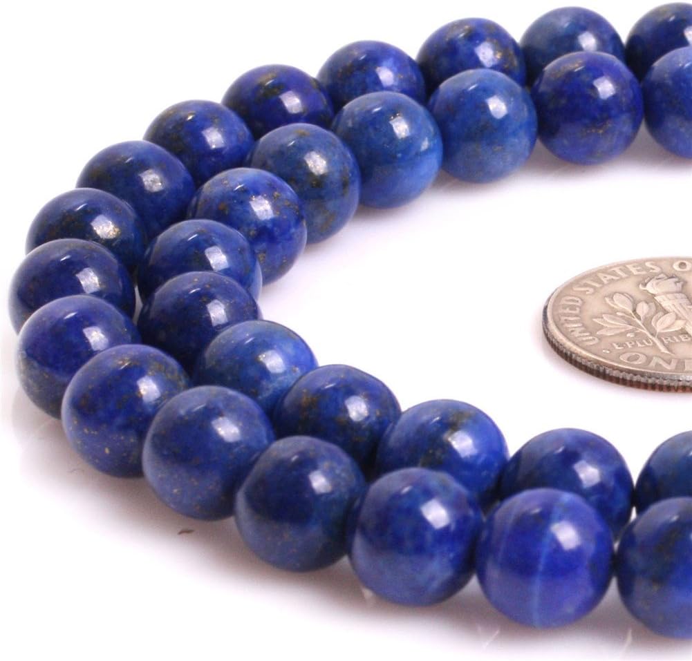 AA Grade Natural Round Genuine Gemstone Semi Precious Stone Beads for Jewelry Making 15‘’ (Lapis Lazuli/8MM)