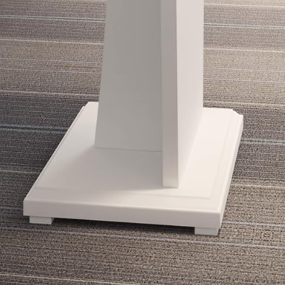 Minimalistisches Podium aus Holz, 114,3 cm, gebogen, bodenstehend, Kanzel für Präsentationen, Hochzeiten und Schulen, eleganter weißer Sockel für Büro