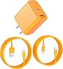 iPhone Type-C Charger, USB Type-C Charger, Supports PD20W Fast Charging, USB-A & Type-C Outlet Power Adapter with 2 Ports, iPhone 17air/pro max/16/15/14/13/SE3, iPad, Android/Tablet 07 orange, 2 m2 m