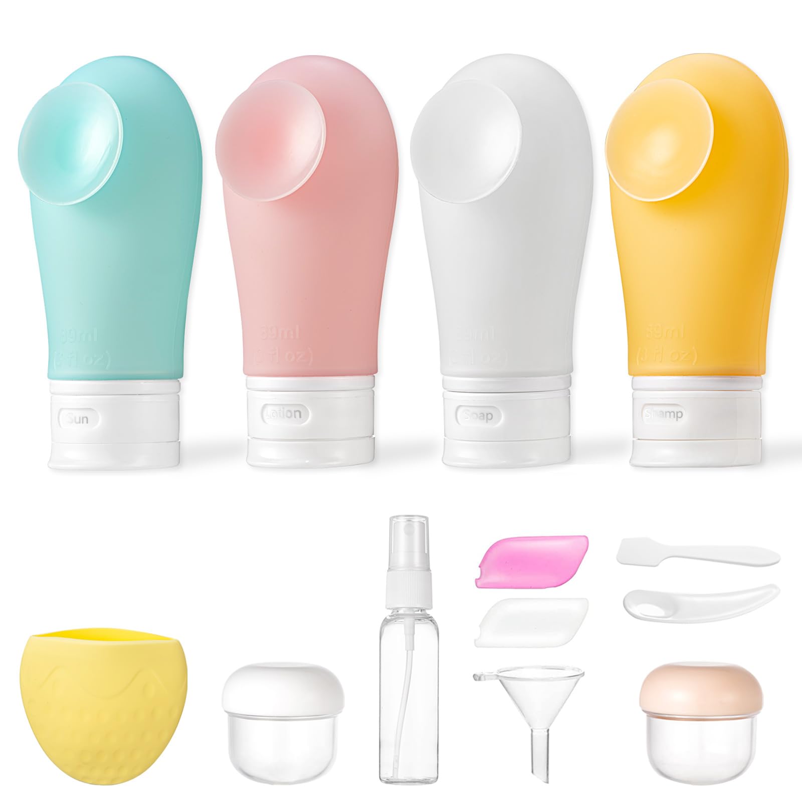 FADVAN Reiseflaschen-Set 4x85 Ml - TSA-zugelassen, Auslaufsicher, BPA-frei, Mit Kulturbeutel & Etiketten