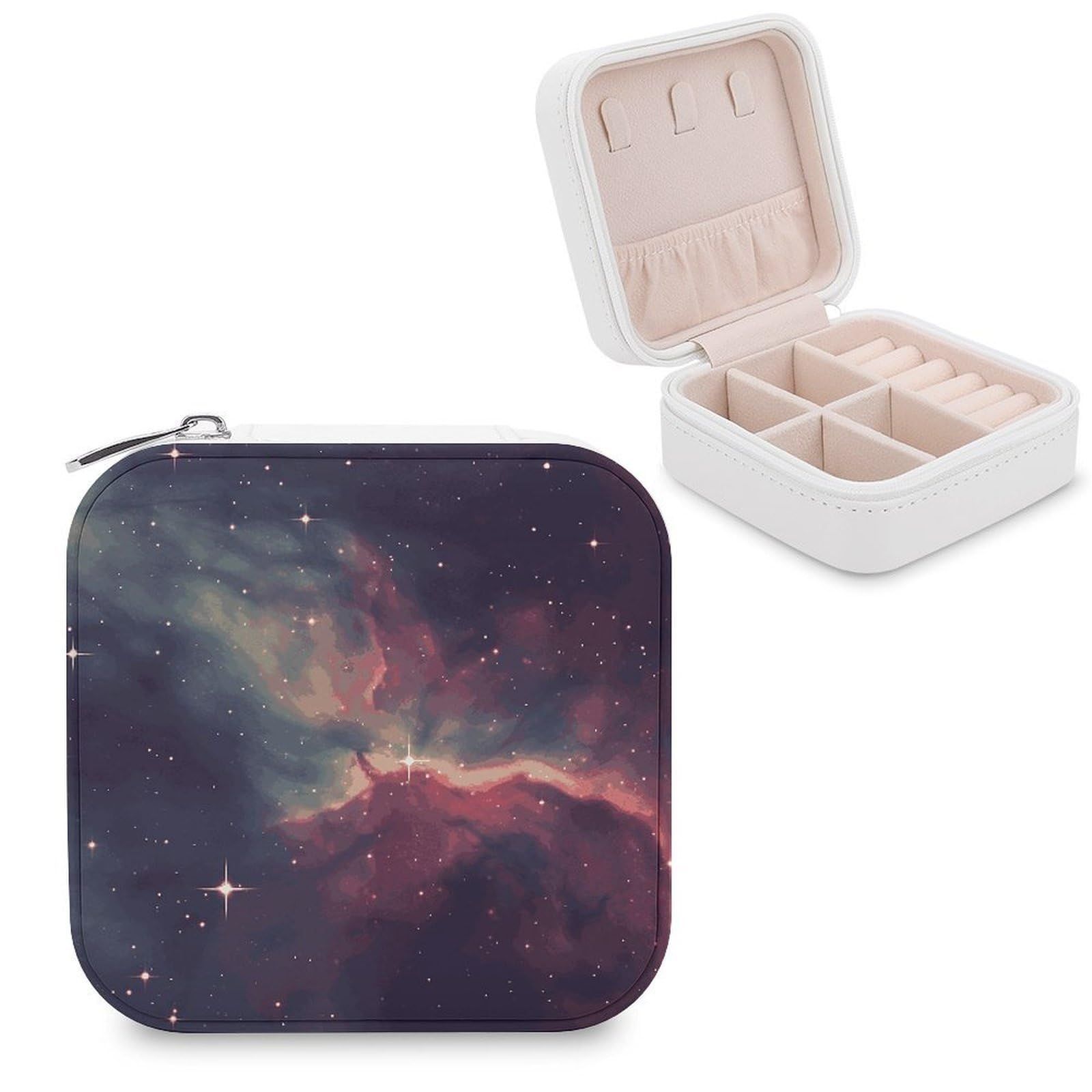 MUSM Star Field in Deep Space Travel Jewelry Case Personalized PU Leather Jewelry Boxes for Women Small Portable Jewelry Organizer Box Cute Trinket Box for Necklaces Rings Earrings & Gifts