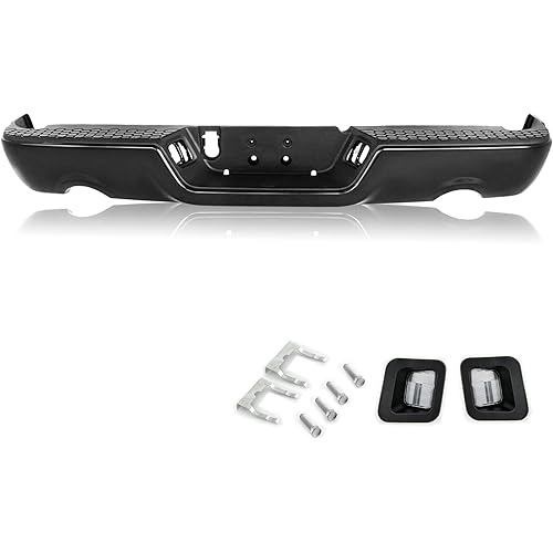 JSBOYAT Rear Step Bumper Assembly Fits for 2009-2018 Dodge Ram 1500 2500 3500/19-23 1500 Ram Classic Back Bumper Black Texture with Sensor Holes with Dual Exhaust
