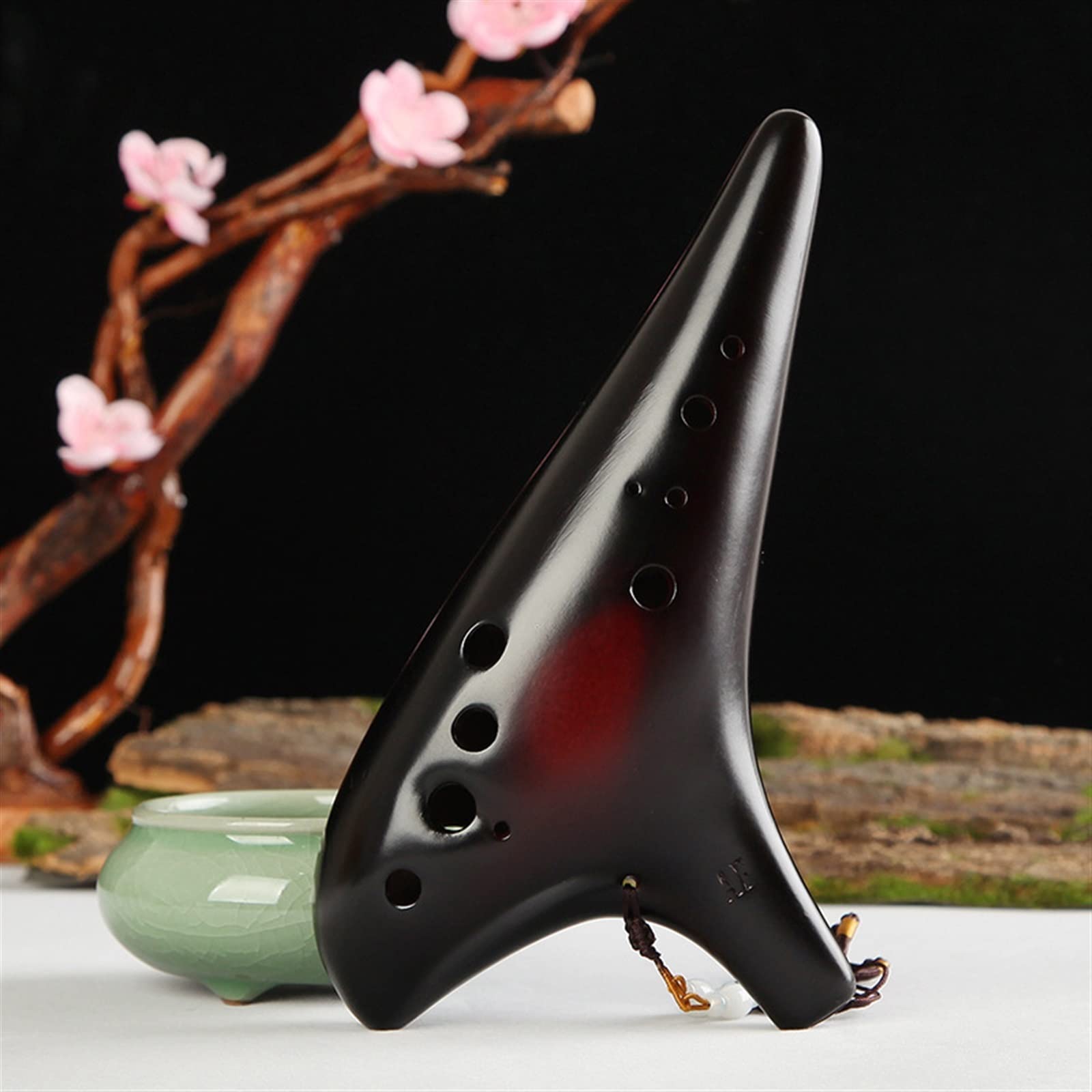 Anfänger Ocarina 12-Loch-Alt-F-Taste, Professionelle Leistung, Okarina Aus Geräucherter Keramik, Anfänger-Blasinstrument Für Erwachsene Ocarina Musikinstrument