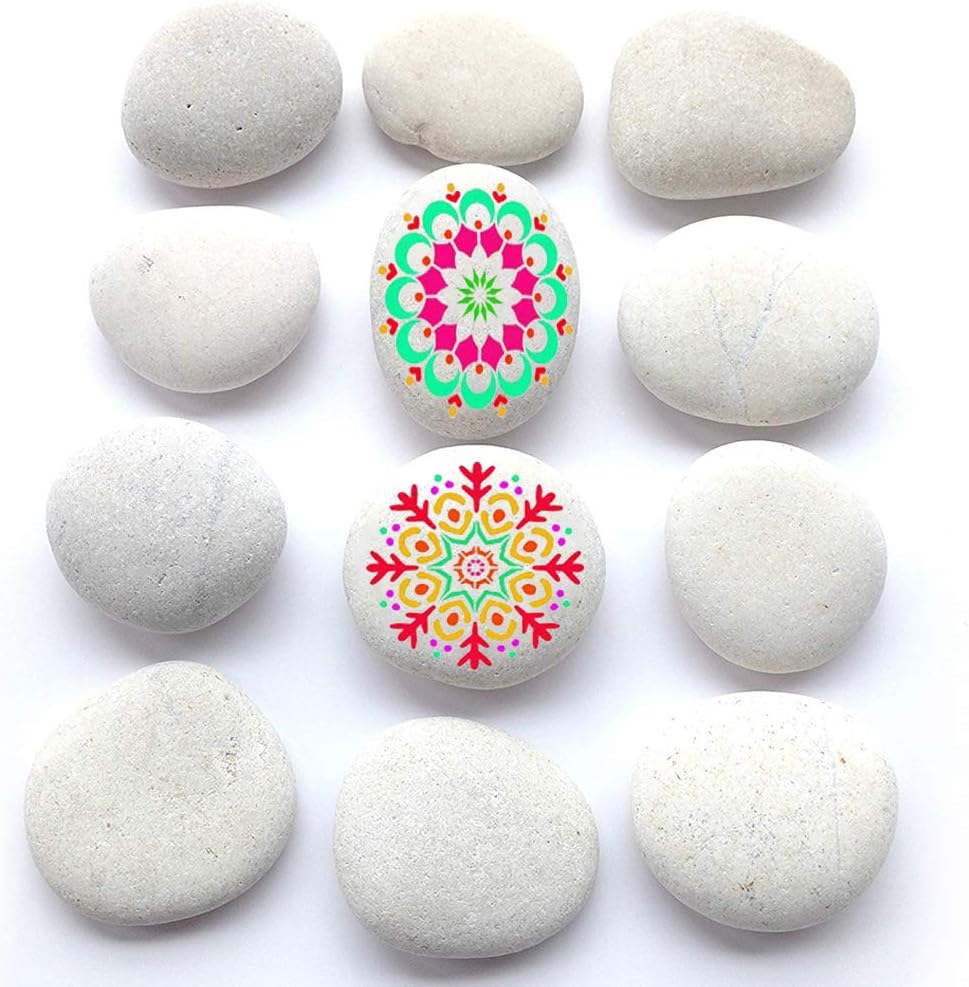 BigOtters Painting Rocks, 12 Rocks 2-3 inches Painting Kindness Rocks Mandala Painting Favors for Easter Kid Aldult Gift, About 3.7 pounds : Patio, Lawn & Garden