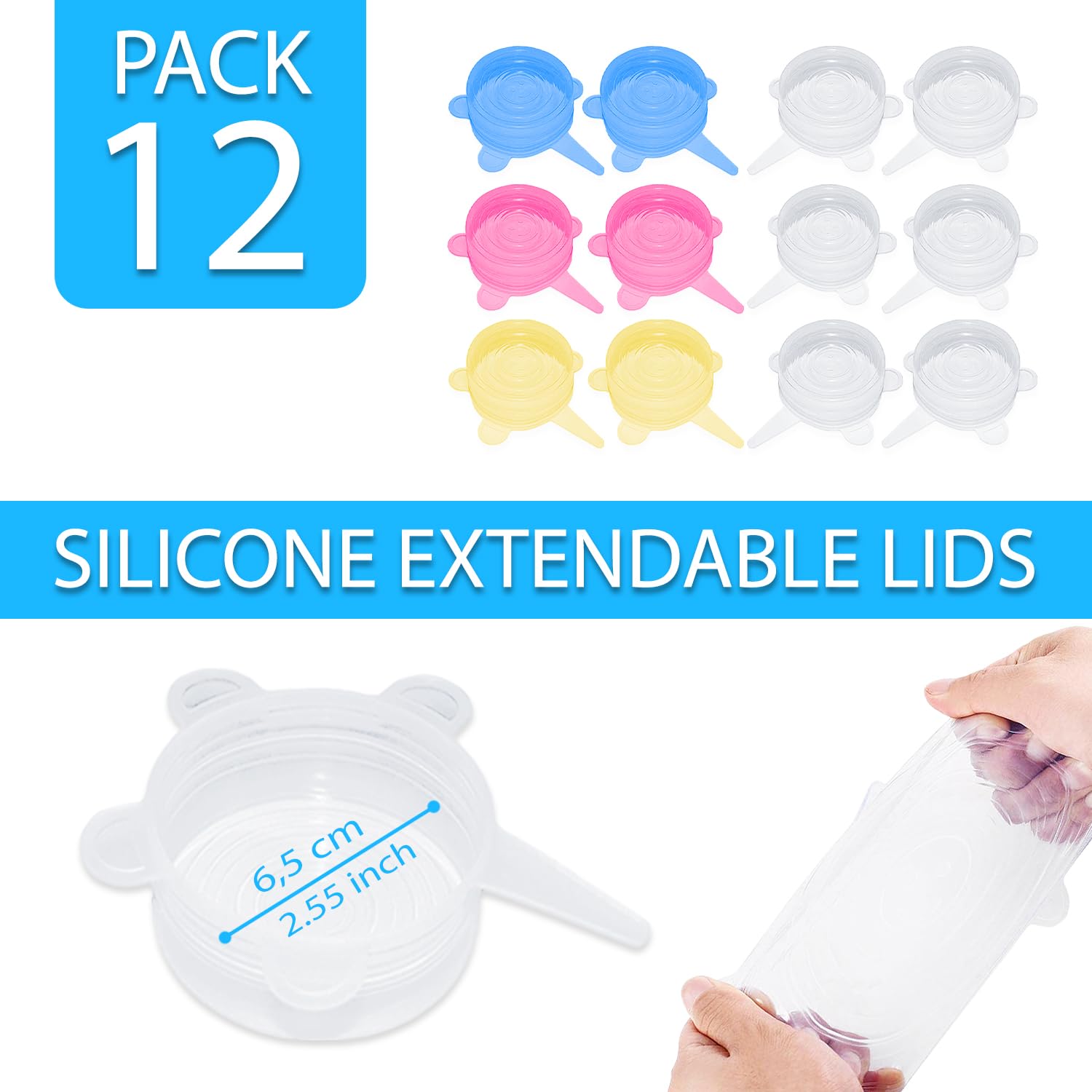 Coperchi In Silicone Estensibile 12 Pezzi - Riutilizzabili, Senza BPA, Per Barattoli E Contenitori Di Tutte Le Dimensioni - Foto 11
