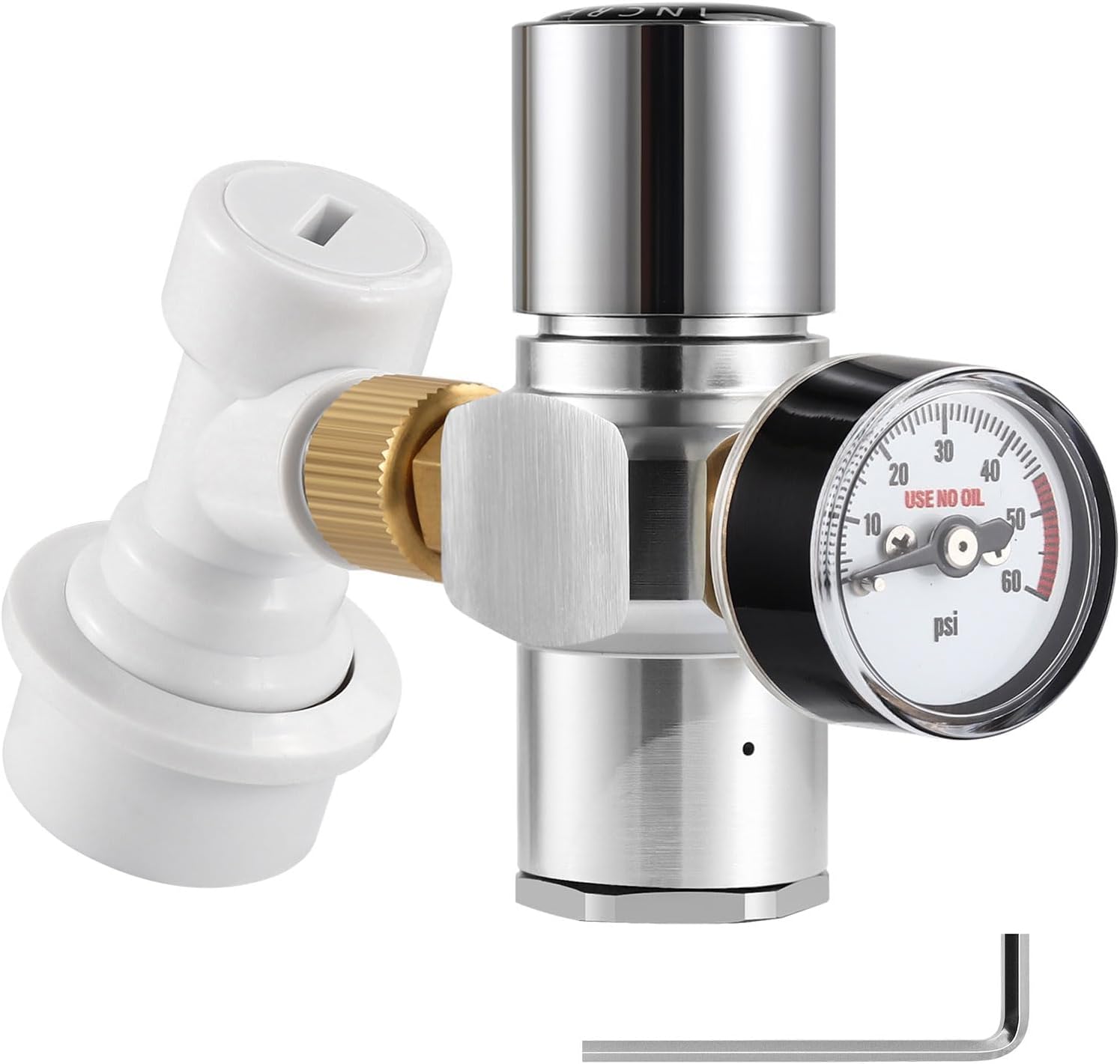 FERRODAY 0-60 PSI Mini Keg Regulator CO2 Charger Portable Beer keg Regulator Mini Barrel Regulator Cornelius Corny Beer Growler CO2 Regulator 3/8 Adapter W/Ball Lock