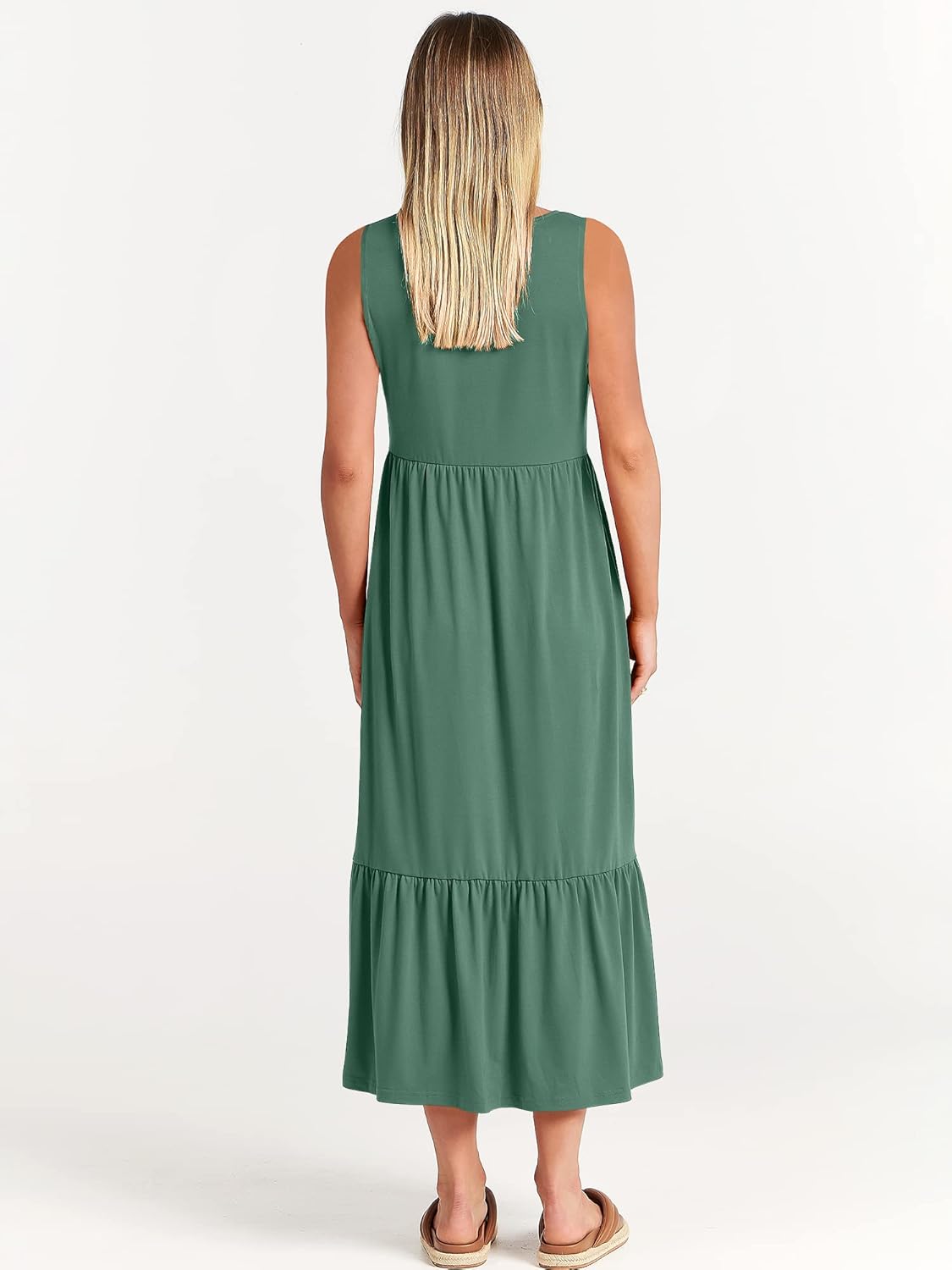 ANRABESS Women Summer Casual Sleeveless Crewneck Sundress Aline Flowy Tiered Maxi Long Beach Dress Vacation Outfits - Image 5