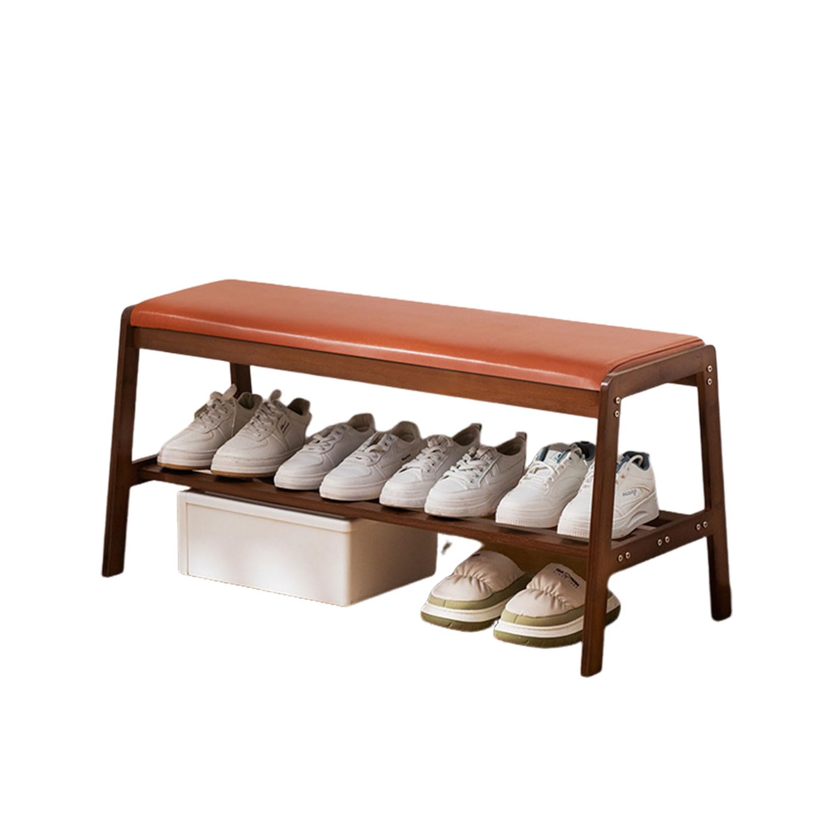 Banc de rangement chaussures de qualité en bambou au design robuste unique