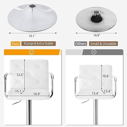 Miniatura 4 de VECELO Taburetes de bar, taburetes de bar ajustables, juego de 4, taburete de bar de altura de mostrador con respaldo y brazos, sillas de bar