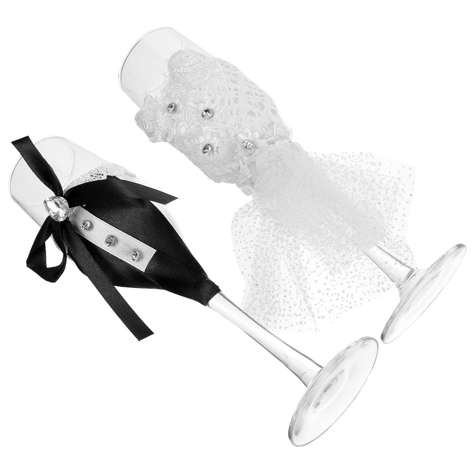 SOIMISS Set 2 Calici da Vino Matrimonio in Vetro senza Stelo Bicchieri da Birra e Whisky per Feste e Cerimonie Accessori per Bar e Uso Domestico Regalo Personalizzato per Sposa e Sposo