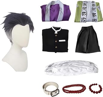 LTAKK Demon Slayer Cosplay with Wig, Shinobu Kocho, Tanjiro Kamado, Kyojuro Rengoku, Mitsuri Kanroji, Muichiro Tokito, Adult Costume, Halloween, Costume Disguise, Cosplay