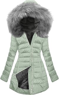 Long Coats for Women Winter Warm Fleece Lined Warm Long Puffer Jacket Thicken Parka Outwear With Faux Fur Hood