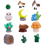 12 Pcs Fairy Garden Accessories Mini Lighthouse Water Well Bridge Miniature Bridge Figurines Pond Lawn Garden Ornament Figurines for DIY Craft Garden Decor(Classic Style)