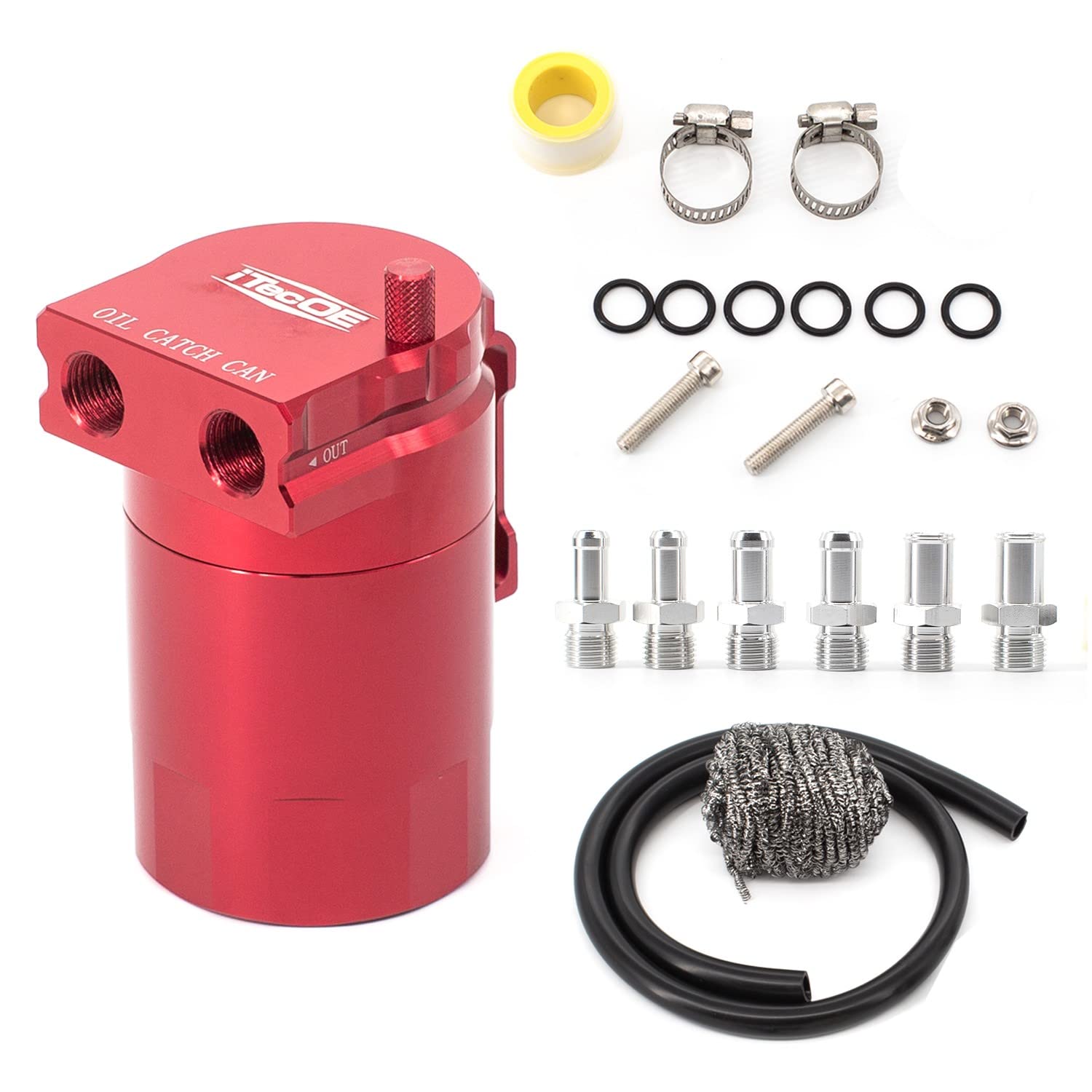 Buy iTecOE Aluminum Universal Oil Catch Can kit with Hose kit Baffled