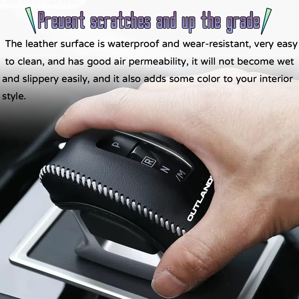 Custom Interior Accessories for Mitsubishi Outlander 2022 2023 2024 Leather Car Gear Shift Knob Cover Protector Trim(Red Stitching)