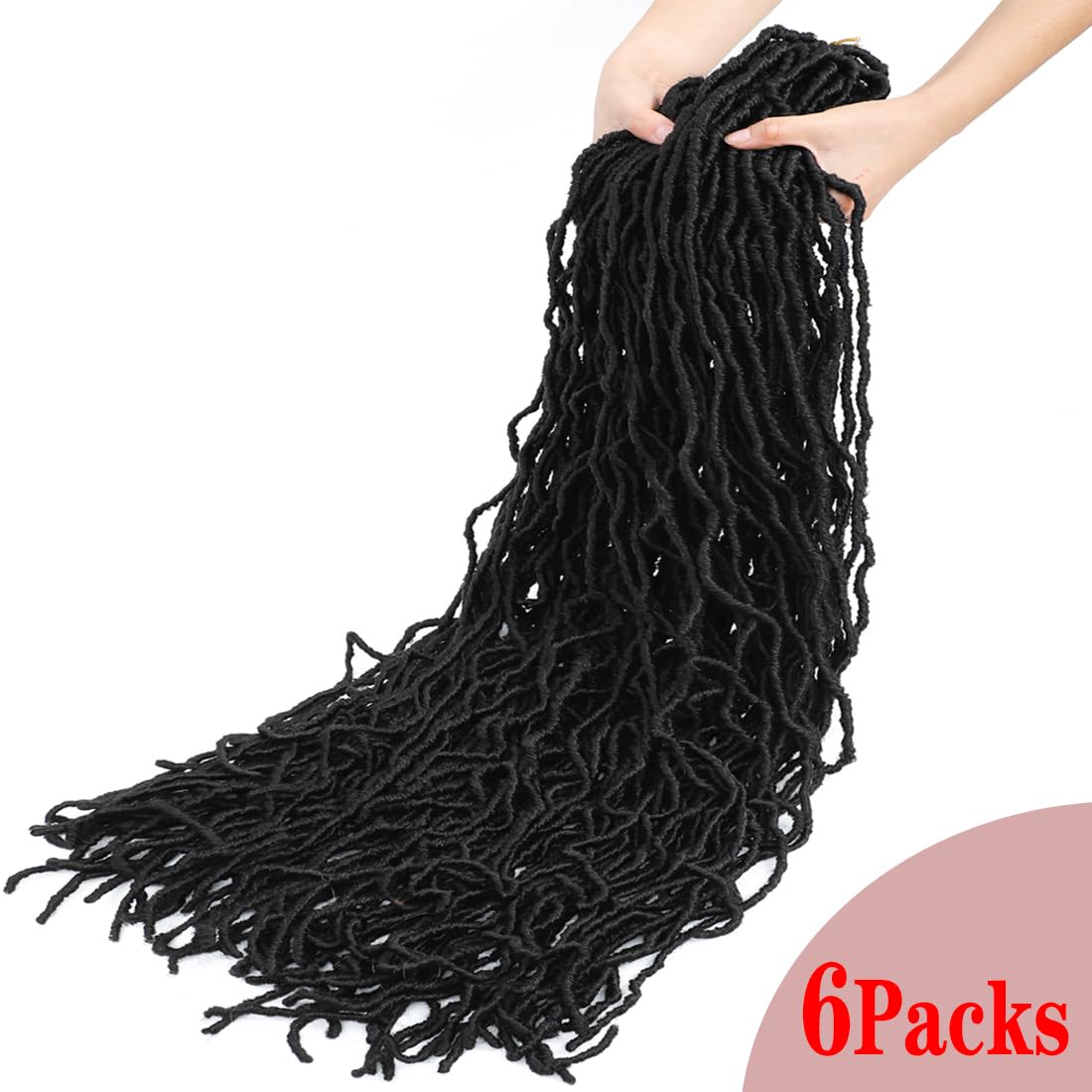 40 Inch New Soft Locs Crochet Hair 6 Packs Natural Color Faux Locs Crochet Braids Hair Pre Looped Synthetic Super Long Pre Extended Crochet Locs Braiding Hair (40 Inch (Pack of 6), Natural Color #1B)