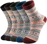 Pleneal Wool Socks for Women Womens Winter – Five-pair wool blend sock pack