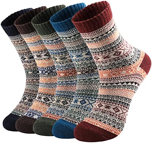 Pleneal Wool Socks for Women Womens Winter – Five-pair wool blend sock pack