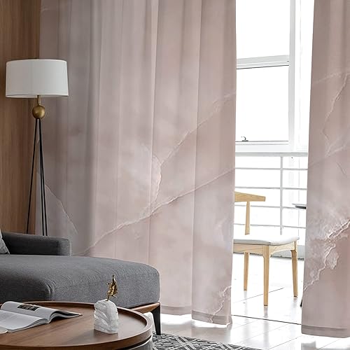 Miniatura 4 de Sheer Curtains 84 Inch Long Abstract Agate Summer Fashion Modern Fleshcolor Rod Pocket Voile Semi-Sheer Window Treatment Drapes for Living Room