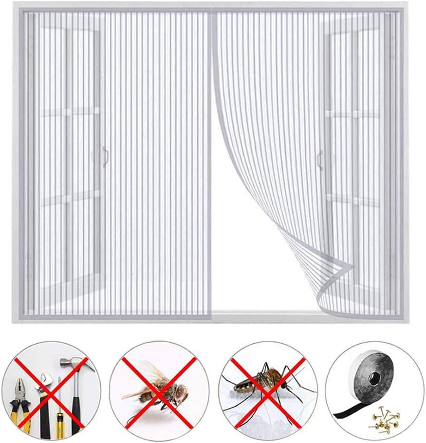 Magnetic Window Screen, Anti Mosquito Net, All Sizes (W x H), Self Closing, for Living Room, Kitchen, Window