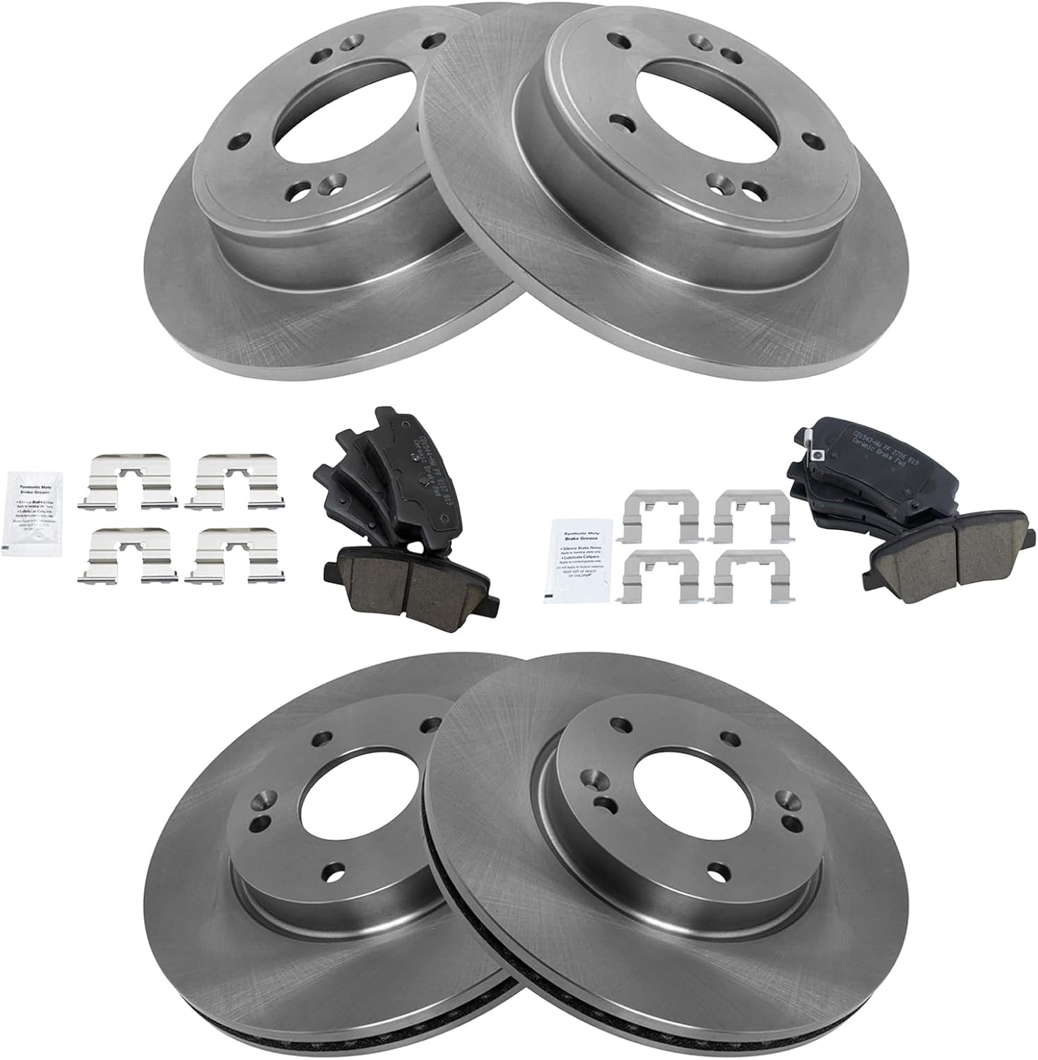 TRQ Front and Rear Ceramic Brake Pad and Rotor Set Compatible with 11-16 Hyundai Elantra; 13-15 Hyundai Elantra GT; 12-15 Hyundai Veloster; 15-16 Kia Forte BKA11823 image 2 of 7 B086S569GN