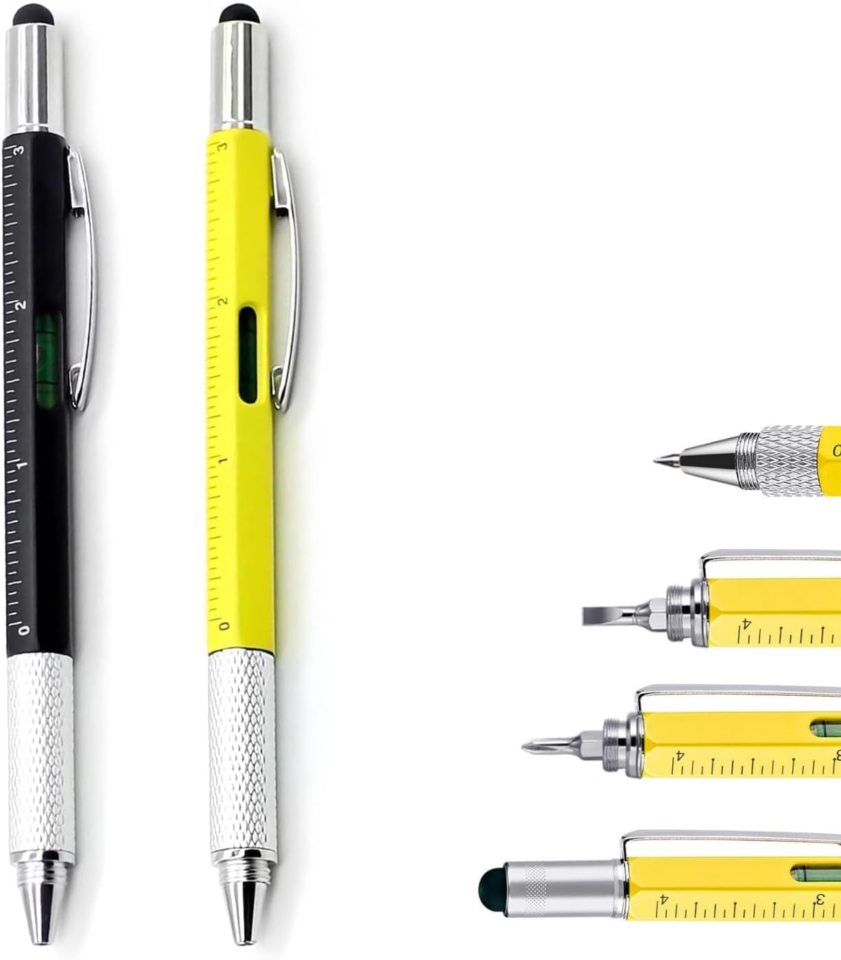 2Pcs Multi Tool Pen Gifts for Men 6 in 1 Multitool Pen Cool Gadgets Tools Back to School Gadgets for Christmas Boyfriend Graduation Back to School Gifts, Office Engineer Carpenter Construction Tool