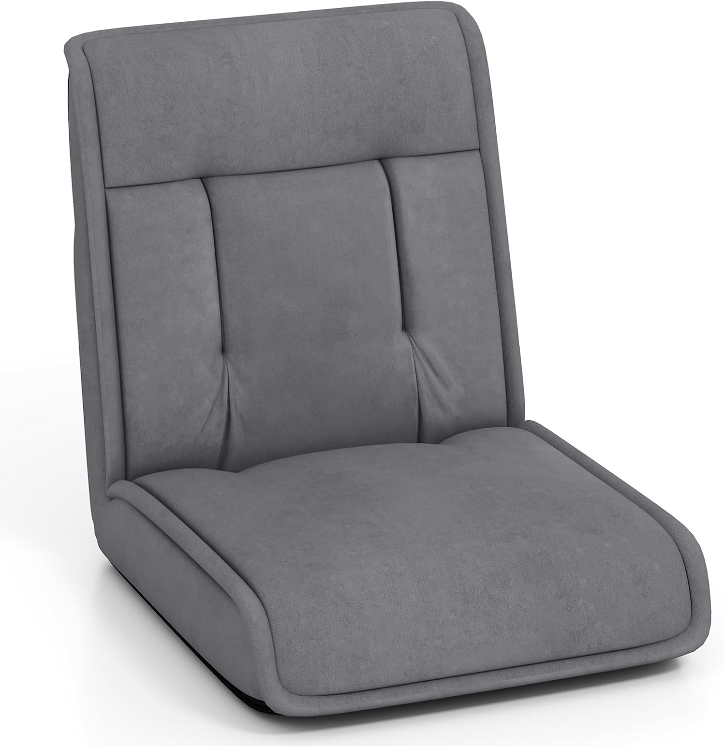 COSTWAY Folding Floor Chair, Convertible Lazy Sofa Chair with 14-Poistion Adjustable Backrest, 5-Position Adjustable Headrest, Cushioned Floor Gaming Chair for Adults, Reading, Meditating (Grey)