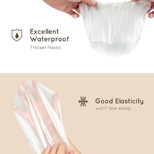 Miniatura 4 de Ecoed 40 gorros de ducha desechables transparentes, gorro de plástico grueso para tratamiento capilar impermeable, spa, hotel, salón de belleza y