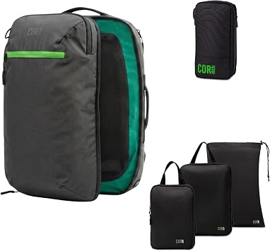COR Surf Island Hopper 2.0 Carry On Backpack, 34L Black, Packing Cubes