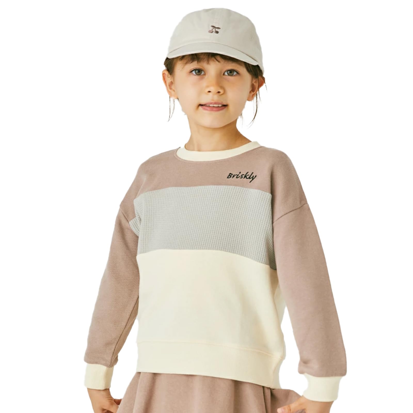 [ever closet] トレーナー キッズ 子供 女の子 男の子 秋冬 トップス ワッフル ブロック 綿 裏毛 防寒 秋服 冬服 通園 通学 子供服 キッズ服 エバークローゼット