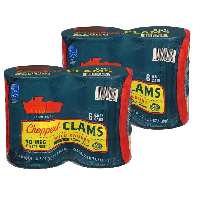 Chopped Clams, 6 Pack, 6.5 oz Each | Fat free | Favorite for clam recipes. (2 Pack)